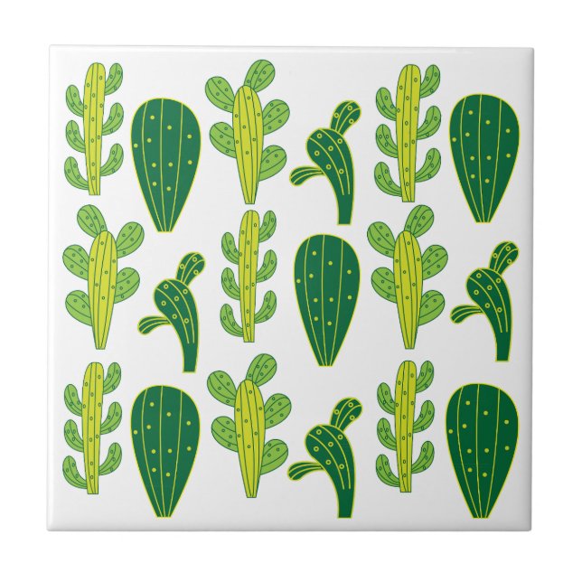 Carreau Motif de cactus cactées succulentes  (Devant)