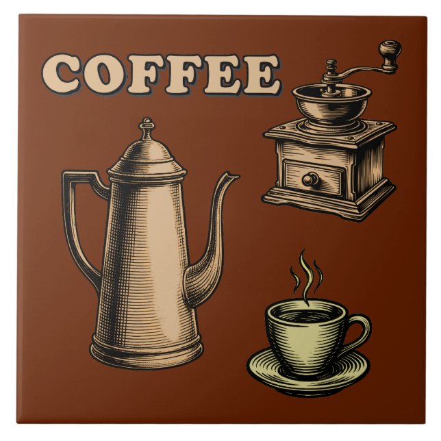 Carreau Motif de café rétro (Devant)