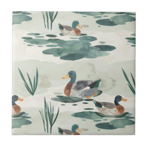 Carreau Motif de canards d'aquarelle mignonne
