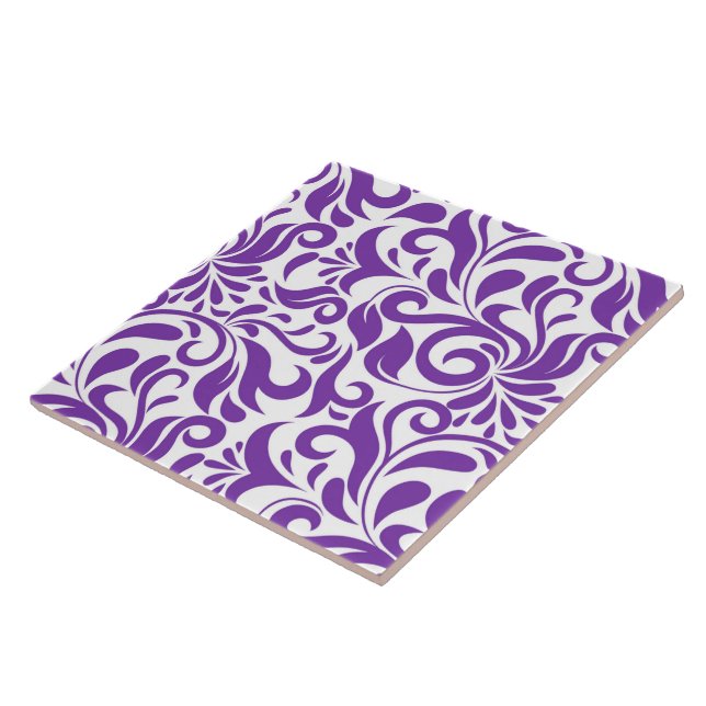 Carreau motif de carrelage en feuille tourbillon violet (Côté)