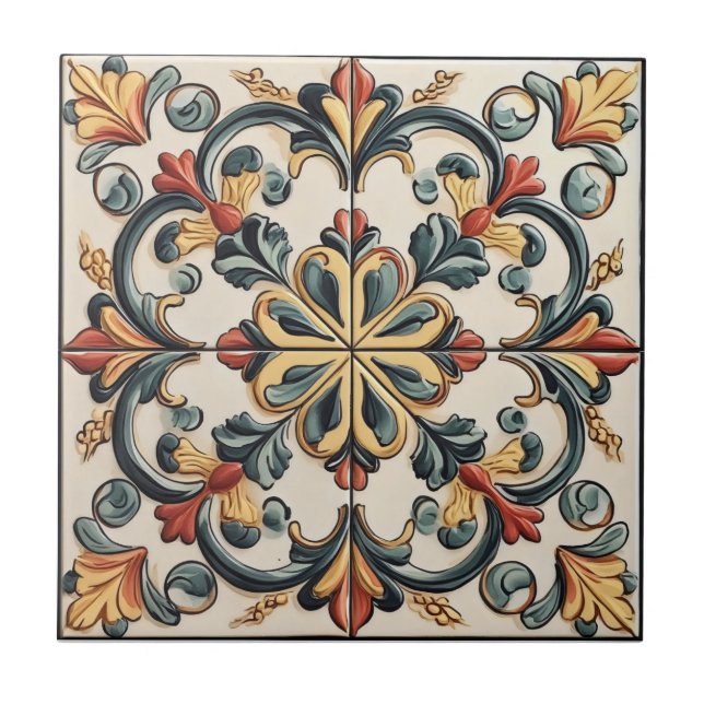 Carreau Motif de carrelage floral clair (Devant)