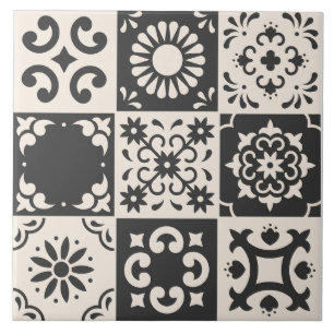 Carreau Motif de Carrelage noir et blanc méditerranéen