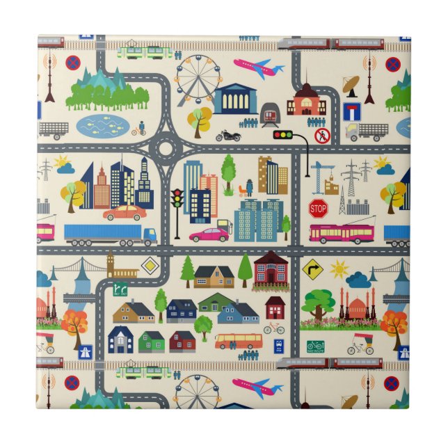 Carreau Motif de carte de ville (Devant)
