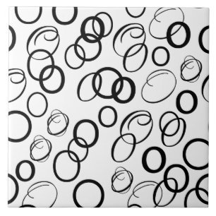 Carreau Motif de cercle abstrait noir et blanc