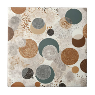 Carreau Motif de cercle géométrique abstrait Bohème neutre