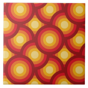 Carreau Motif de cercles groovy rétro des années 70 