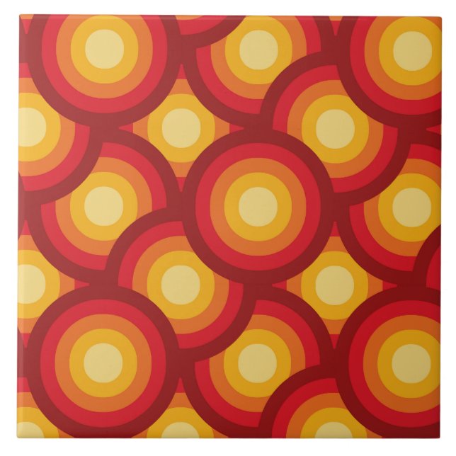 Carreau Motif de cercles groovy rétro des années 70  (Devant)