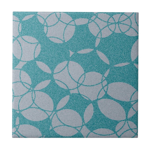 Carreau Motif de cercles sarcelle abstraits (Devant)