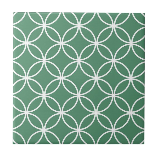 Carreau Motif de cercles superposés vert sauge blanc (Devant)