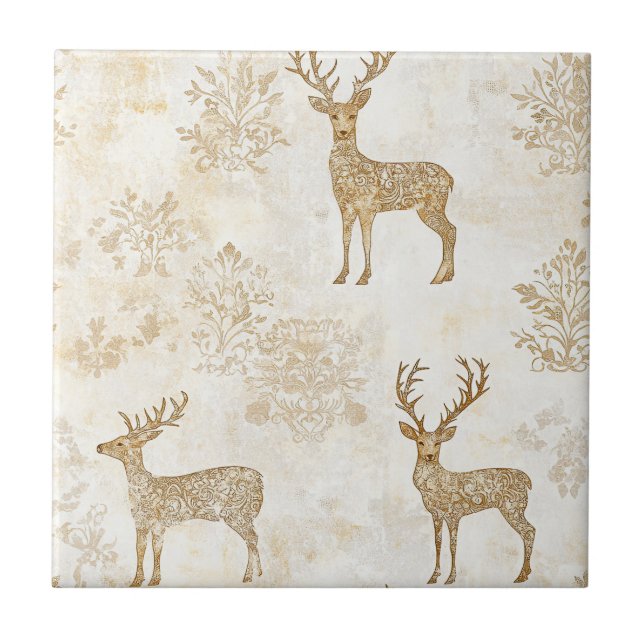 Carreau Motif de cerf de la forêt neutre (Devant)