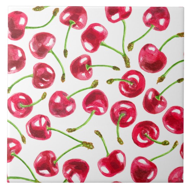 Carreau Motif de cerises d'aquarelle (Devant)