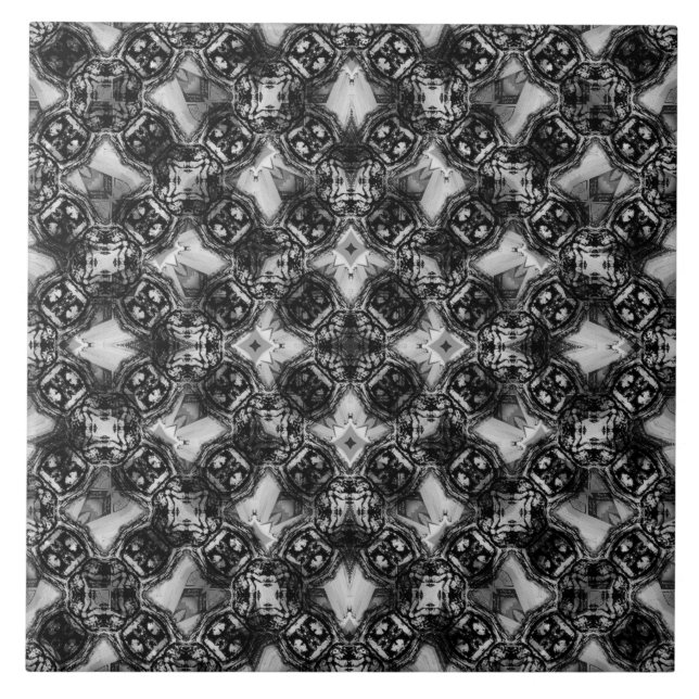 Carreau Motif de chaînes en diamant noir et blanc (Devant)