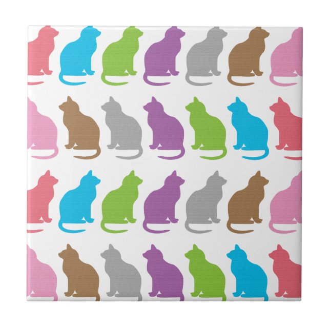 Carreau Motif de chat coloré (Devant)