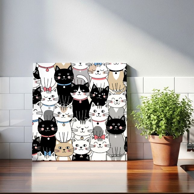 Carreau Motif de chat fantaisiste mignon (Créateur téléchargé)