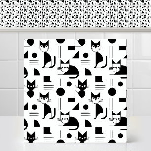 Carreau Motif de chat géométrique minimaliste Bauhaus se r