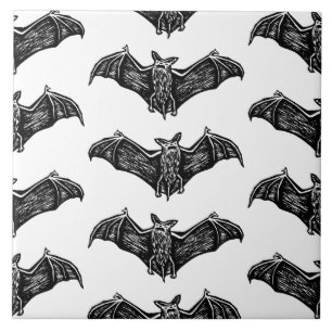 Carreau Motif de chauve-souris gothique noir et blanc