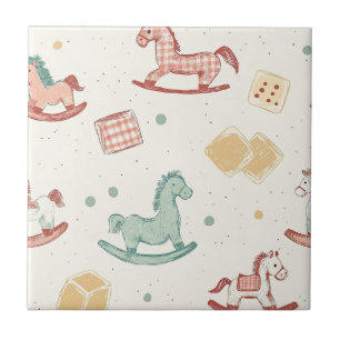 Carreau Motif de cheval à bascule en détresse vintage (1)