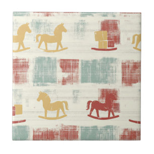 Carreau Motif de cheval à bascule en détresse vintage (4)