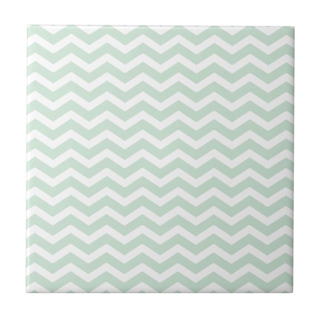 Carreau Motif de Chevron blanc vert à la menthe (Devant)
