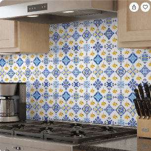 Carreau Motif de citron de campagne français bleu 