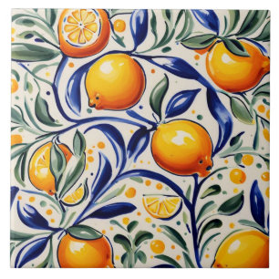 Carreau Motif de citron italien méditerranéen d'été