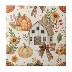 Carreau Motif de citrouille de ferme rustique d'automne