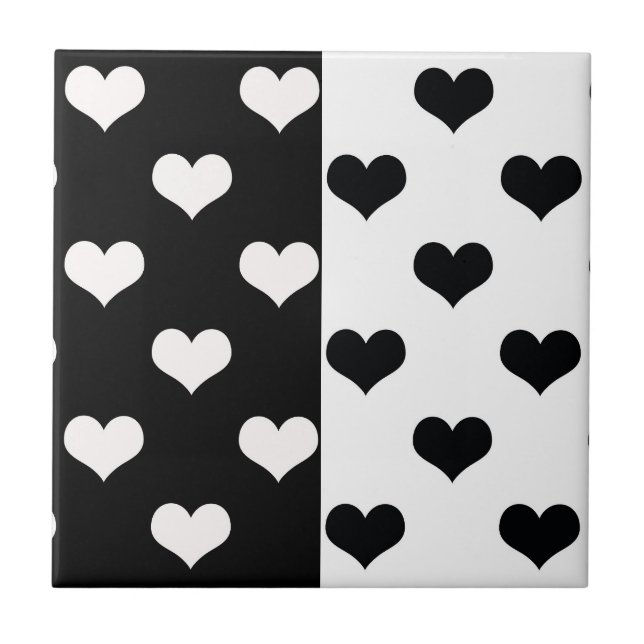 Carreau Motif de coeur Black White Love (Devant)