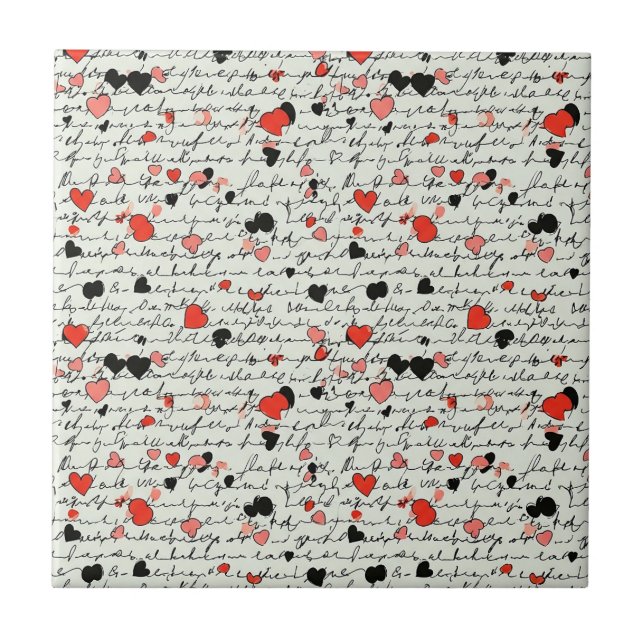 Carreau Motif de cœur moderne avec fond de script (16) (Devant)