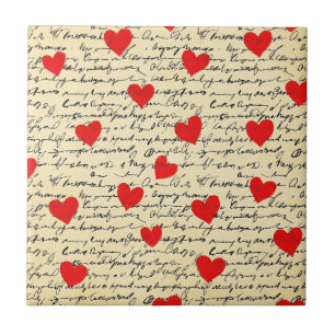 Carreau Motif de cœur moderne avec fond de script (17)