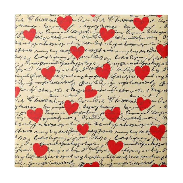Carreau Motif de cœur moderne avec fond de script (17) (Devant)