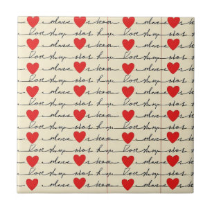 Carreau Motif de cœur moderne avec fond de script (20)