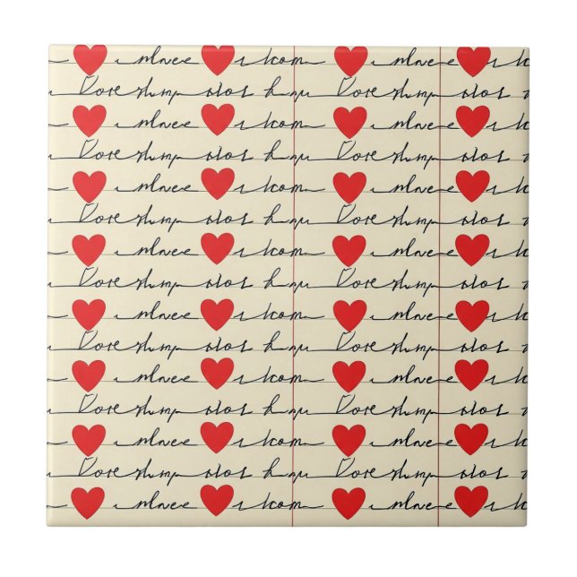Carreau Motif de cœur moderne avec fond de script (20) (Devant)