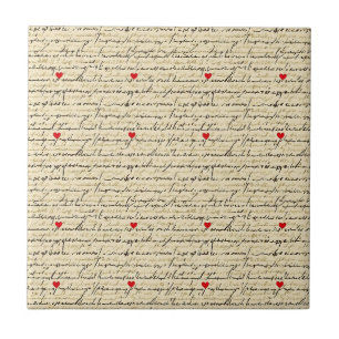 Carreau Motif de cœur moderne avec fond de script (4)