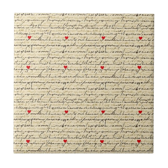 Carreau Motif de cœur moderne avec fond de script (4) (Devant)