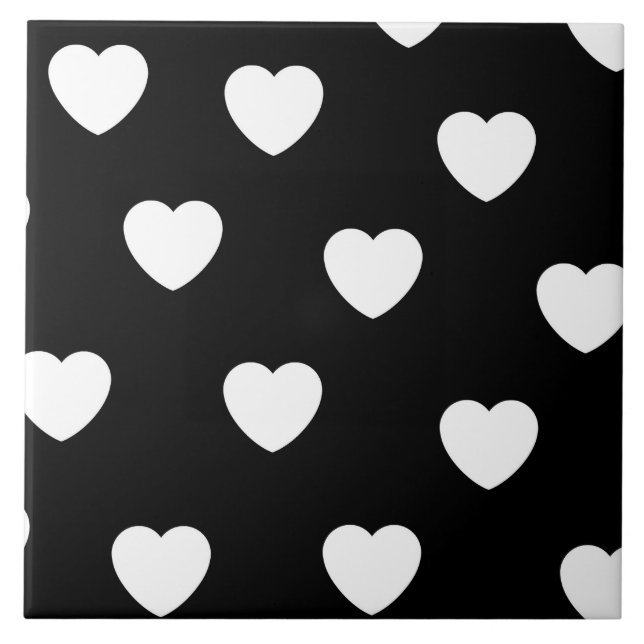 Carreau Motif de coeur noir et blanc (Devant)