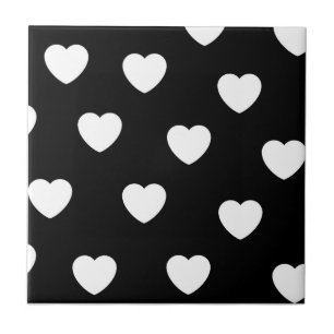 Carreau Motif de coeur noir et blanc