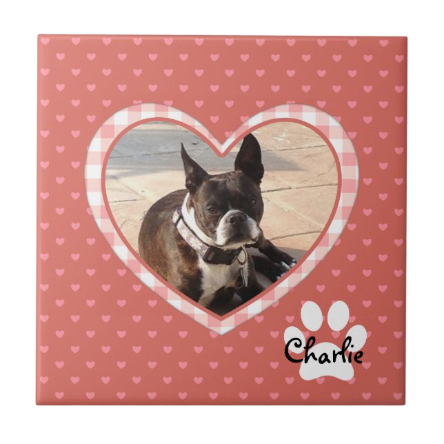 Carreau Motif de coeur rose stratifié avec cadre plaqué (Devant)