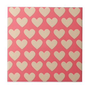 Carreau Motif de cœur simple mignon rouge beige