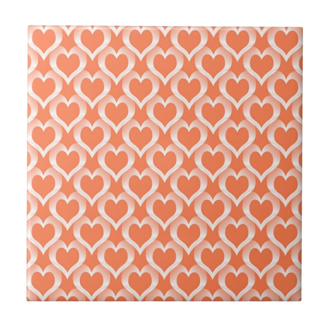 Carreau Motif de cœurs blancs corail (Devant)