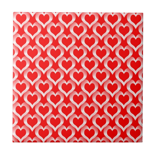 Carreau Motif de cœurs rouges blancs (Devant)