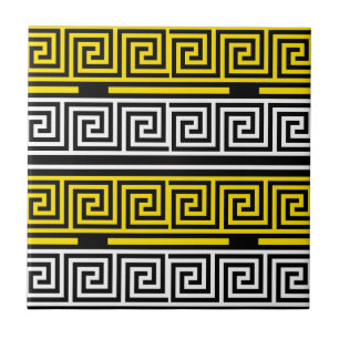 Carreau Motif de conception de frise à clé grecque jaune b