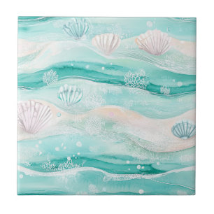 Carreau Motif de coquillages de plage estivale