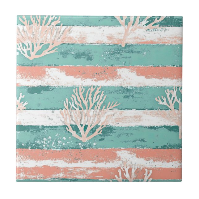Carreau Motif de corail côtier d'été (Devant)