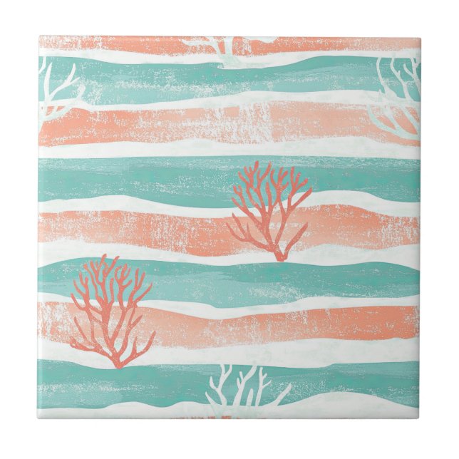 Carreau Motif de corail côtier minimal (Devant)
