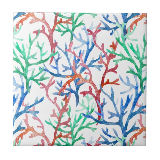 Carreau Motif de corail d'aquarelle (Devant)