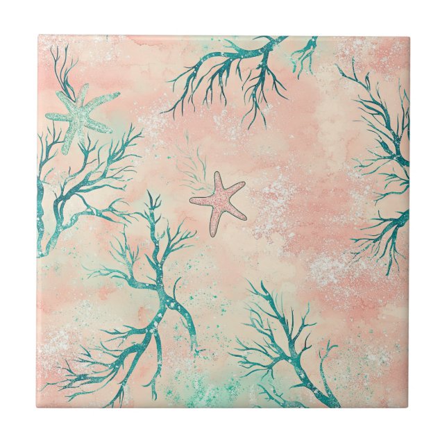 Carreau Motif de corail de plage estivale (Devant)