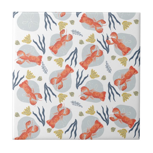 Carreau Motif de crustacés langouste sous l'eau (Devant)