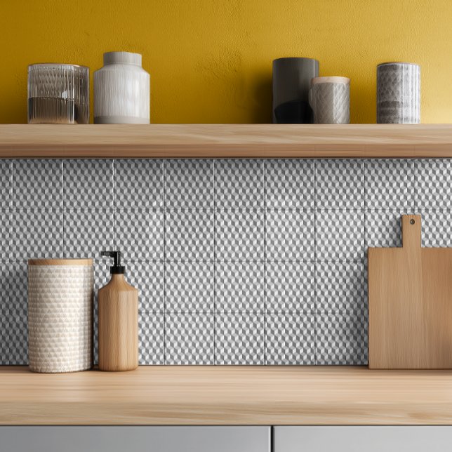 Carreau Motif de cube 3D géométrique gris moderne (Créateur téléchargé)