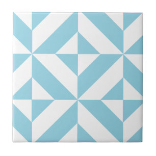 Carreau Motif de cube géométrique bleu océan
