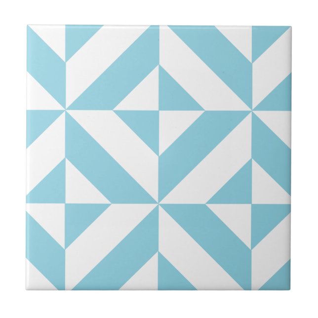 Carreau Motif de cube géométrique bleu océan (Devant)